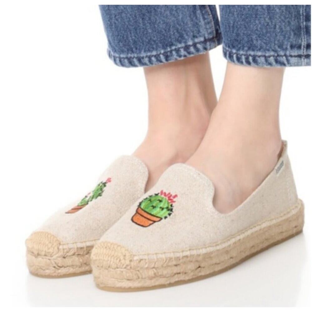 Soludos Anthropologie Cactus Cacti Succulent Espadrilles Slip On Shoes Size 10 - Picture 2 of 7